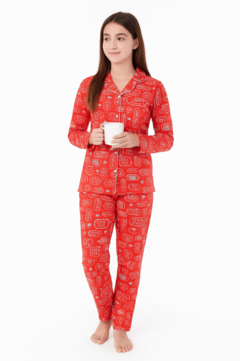 Love Heart Printed Night Suit