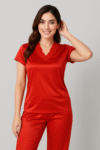 Elegant Scarlet Satin Sleepwear Set
